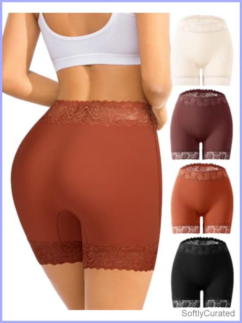 High Waisted Slip Shorts Seamless Anti Chafing Boyshorts Lace Under Dress